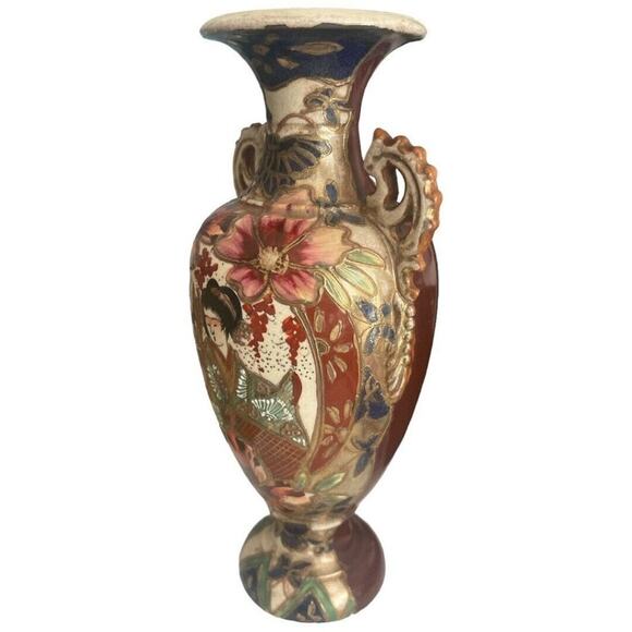 Vintage Vintage Satsuma Style Ornate Japanese Vase 10” - Picture 2 of 13